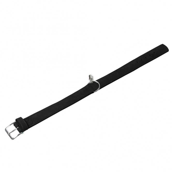 Karlie - Halsband van buffelleer - Zwart - 24 cm/10 mm