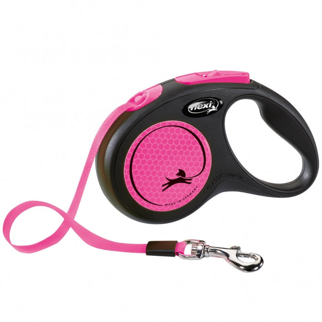 Flexi Classic Neon harnas intrekbare riem - S / Roze