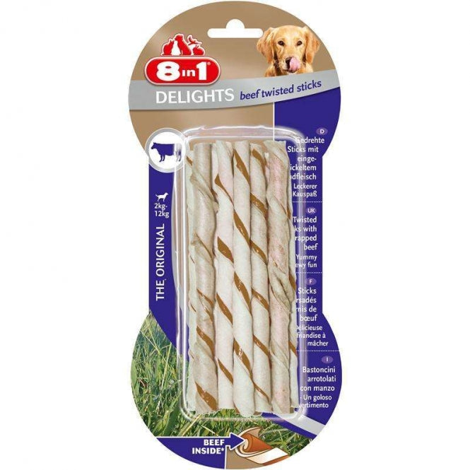 8in1 Delights Beef Twisted Sticks - 10 Stuks
