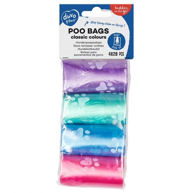 Duvoplus - Hondenpoepzakjes - Klassieke kleur - 4 x 20 stuks - Pootafdruk