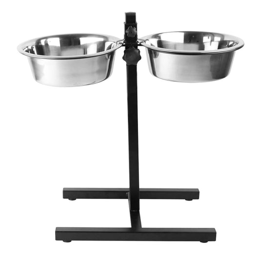 Duvoplus Hoogteverstelbare Dubbele Voerbakstandaard - 2x 1890ml / 47x27x52,5cm