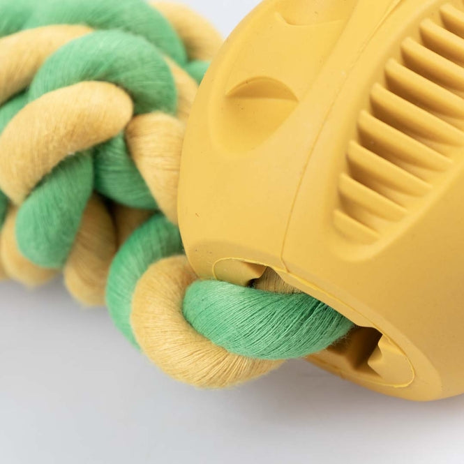 Duvoplus Rubrob Haltertouw met 2 Ballen - geel