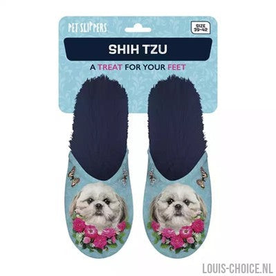 Merkloos Pantoffel Shih Tzu Lichtblauw / Donkerblauw-MERKLOOS-Louis Choice
