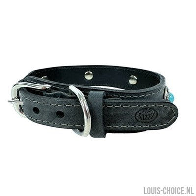 Sazzz Halsband Hond Boho Treasure Stone Vintage Leer Antraciet-SAZZZ-Louis Choice