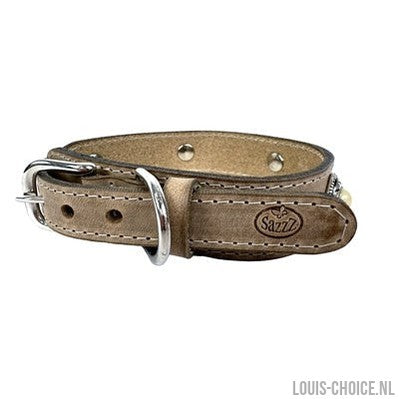 Sazzz Halsband Hond Boho Treasure Stone Vintage Leer Beige-SAZZZ-Louis Choice