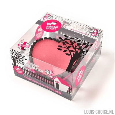 The Barking Bakery Yoghurt Topped Pawty Cake Roze Hart Met Kaars-THE BARKING BAKERY-Louis Choice