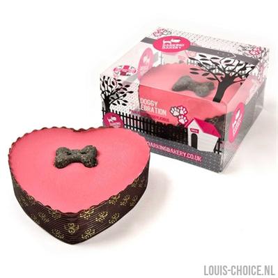 The Barking Bakery Yoghurt Topped Pawty Cake Roze Hart Met Kaars-THE BARKING BAKERY-Louis Choice
