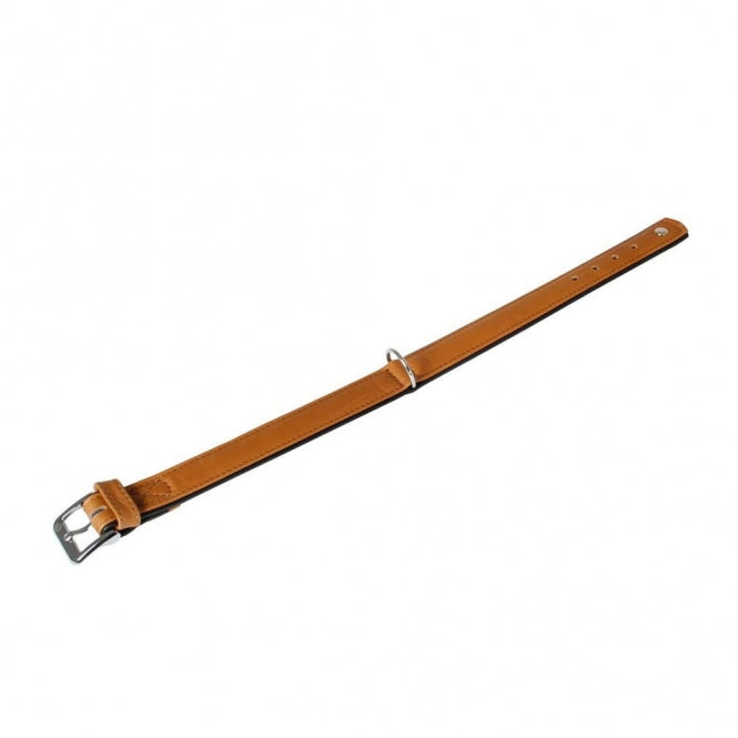 Karlie Halsband Elegante Kalfsleer - Cognac/Zwart - 50cm / 30mm
