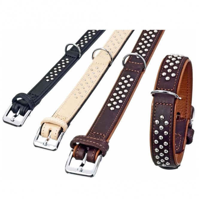 Karlie - Rondo - Halsband gevoerd met ronde klinknagels - Zwart - 35mm/57cm