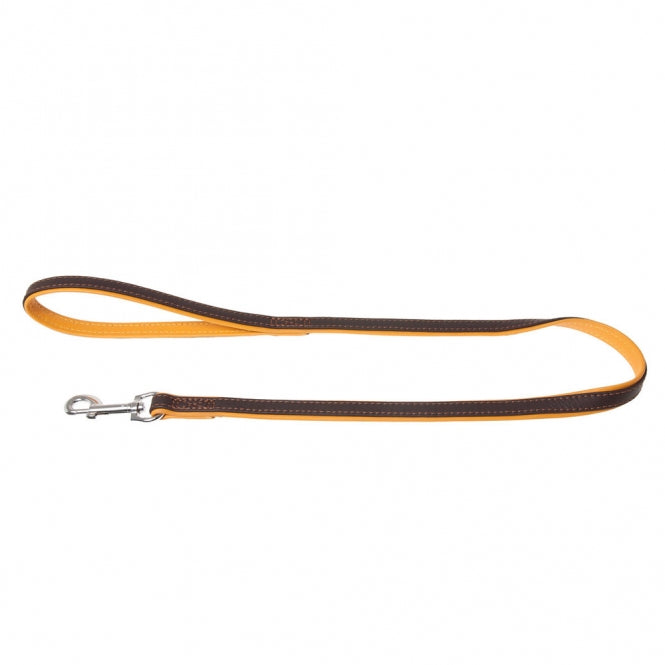 Karlie Vintage Trendy Riem - Donkerbruin/geel - 100cm / 18mm