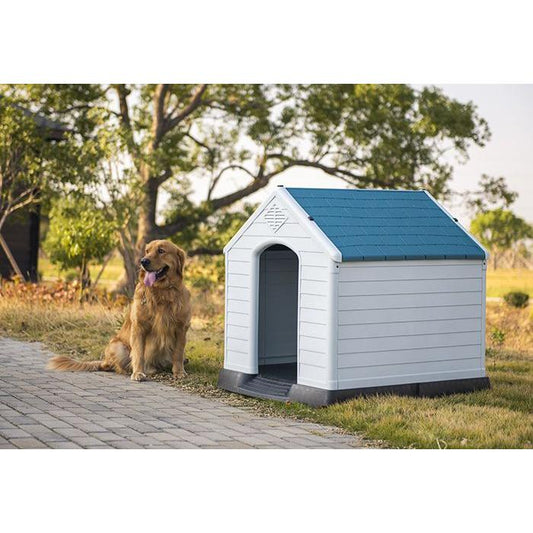 Topmast Hondenhok kunststof | Weerbestendig | Wit + Blauw