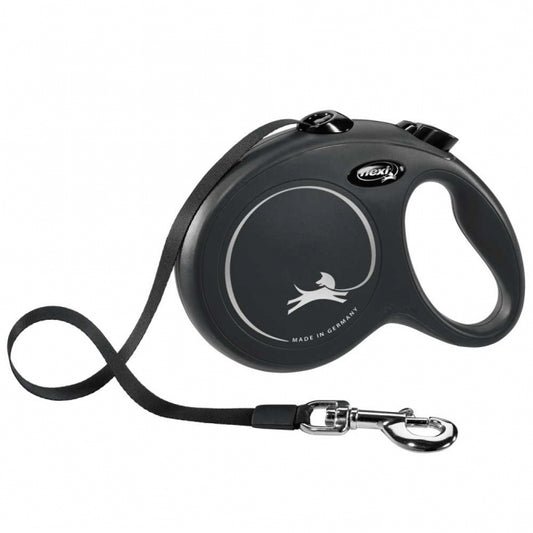 FLEXI - intrekbare riem - New CLASSIC - 5m - tot 50kg - Zwart