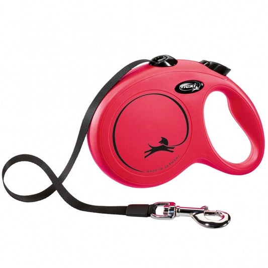 FLEXI - intrekbare riem - New CLASSIC - 5m - tot 50kg - Rood
