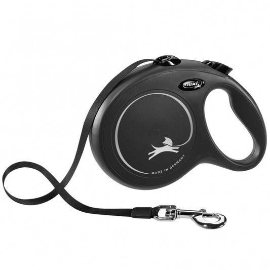 FLEXI intrekbare riem CLASSIC - 8m, tot 50kg - zwart