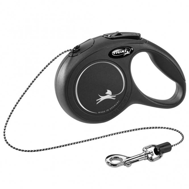 FLEXI - Intrekbare Lijn - New CLASSIC - Touw 3m - tot 8kg - Zwart
