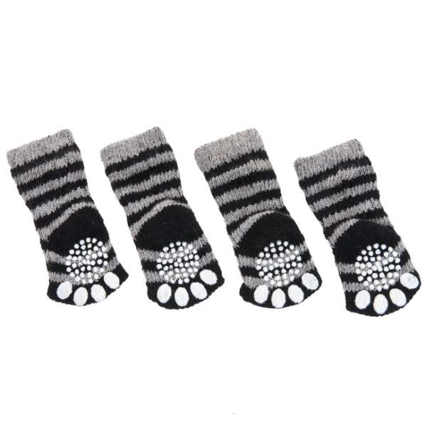 Karlie Doggy Socks hondensokken set van 4 - zwart/grijs - M