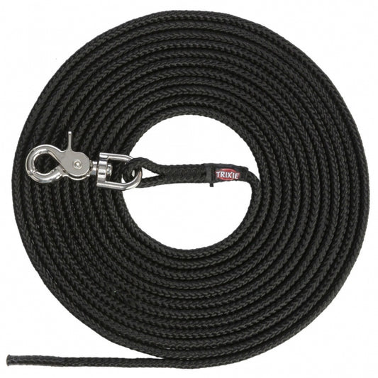Trixie Sleeplijn, rond van Zeiltouw met Trigger Snap Hook - zwart - 15 m