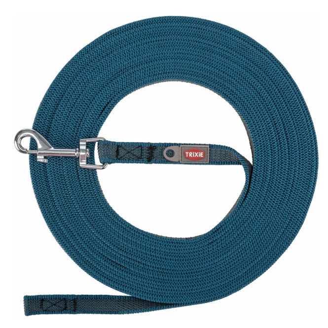 Trixie - Sleeplijn - met rubber bekleed - Petrol - 10 m/15 mm