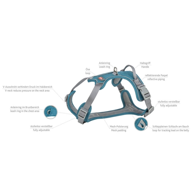 Trixie Premium Active Tuig - petrol - 49-69 cm / 20 mm