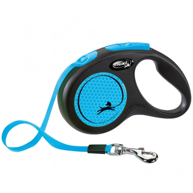 Flexi Classic Neon harnas intrekbare riem - S / Blauw