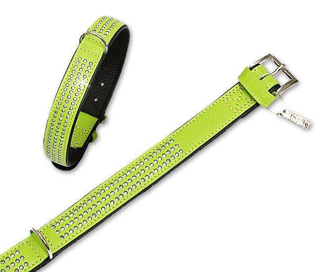 Karlie VINTAGE Strass-Halsband - Kiwi - 3-rijig, 30 mm, 55 cm