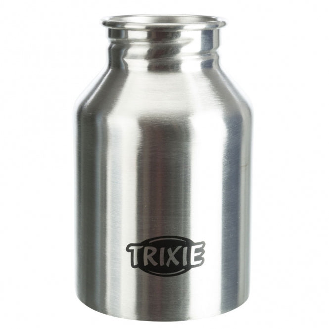 Trixie roestvrijstalen fles met drinkschaal - 300 ml