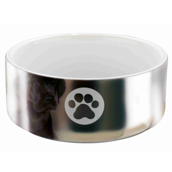 Trixie keramische kom - zilver/wit - 0,3 l/ø 12 cm