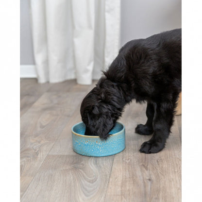 Trixie keramische kom met patroon - blauw - 0,4 l/ø 13 cm