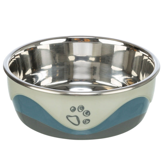 Trixie RVS-Voerbak - wit/grijs/blauw - 1,4 l / ø 21 cm