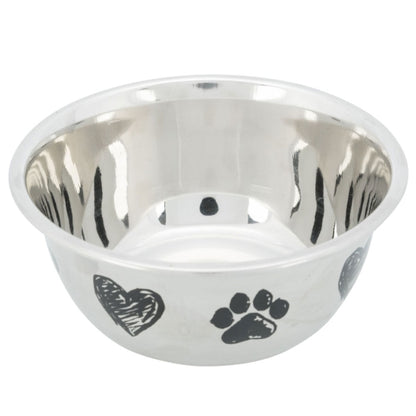 Trixie roestvrijstalen kom met pootjes en hartjes - 0,5 l/ø 13 cm