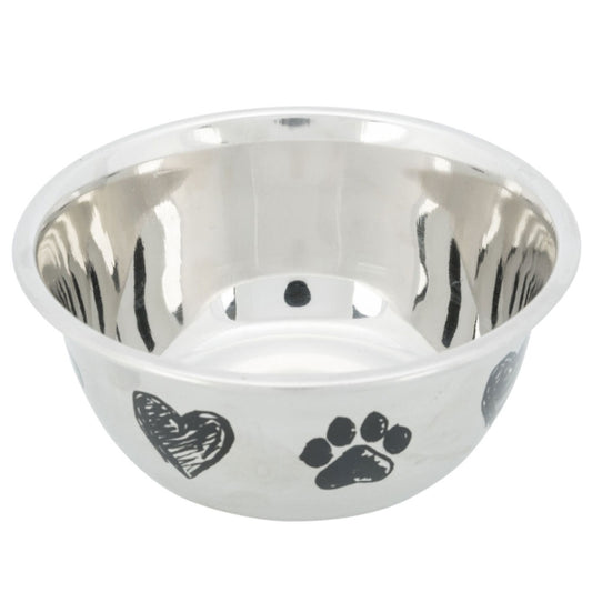 Trixie roestvrijstalen kom met pootjes en hartjes - 0,5 l/ø 13 cm