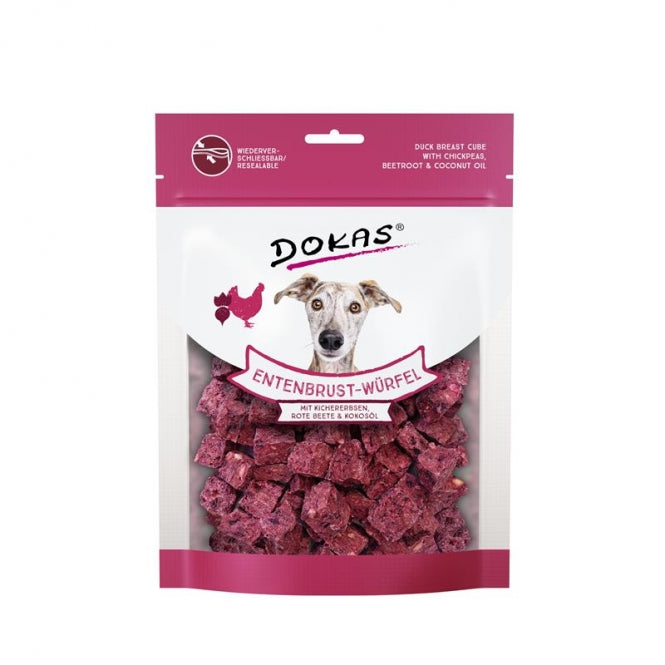 Dokas Dog Snack Eendborst-blokjes met Kikkererwten & Rode Biet - 150 g