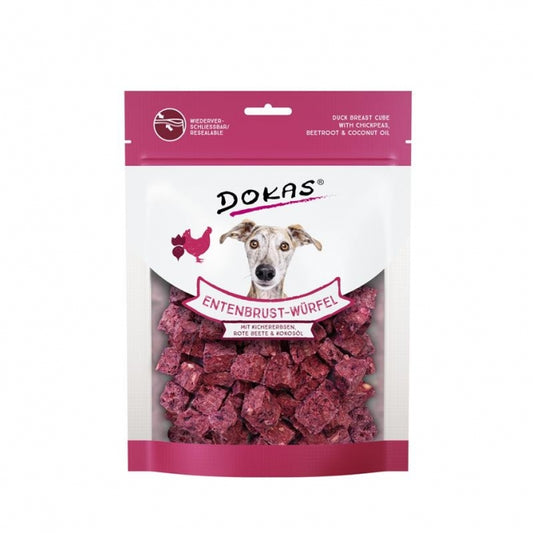 Dokas Dog Snack Eendborst-blokjes met Kikkererwten & Rode Biet - 150 g