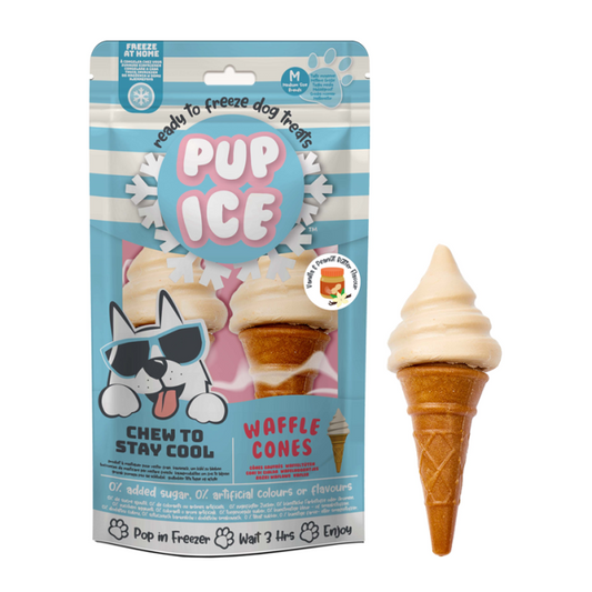 Pup Ice Wafelhoorntjes Vanille & Pindakaas M - 2 stuks