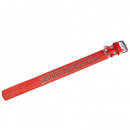 Karlie Vintage Halsband met 4eck-Klinknagels - Rood - 50cm / 50mm