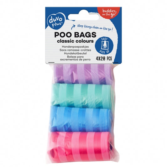 Duvoplus - Hondenpoepzakjes - Klassieke kleur - 4 x 20 stuks - Strepen