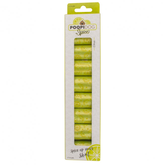 Poopidog - Hondenpoepzakjes met Kruidenlimoen - 8 x 15 Stuks