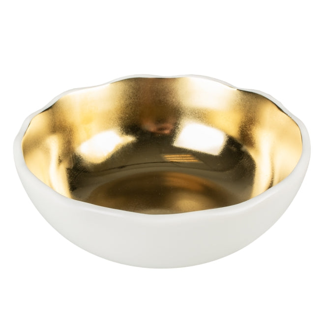 Duvoplus Keramiekbak Stone Organic - wit/goud - 350ml - 14,5x14,5x5cm