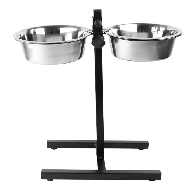 Duvoplus Hoogteverstelbare Dubbele Voerbakstandaard - 2x 1890ml / 47x27x52,5cm
