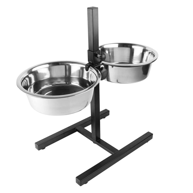 Duvoplus Hoogteverstelbare Dubbele Voerbakstandaard - 2x 1890ml / 47x27x52,5cm
