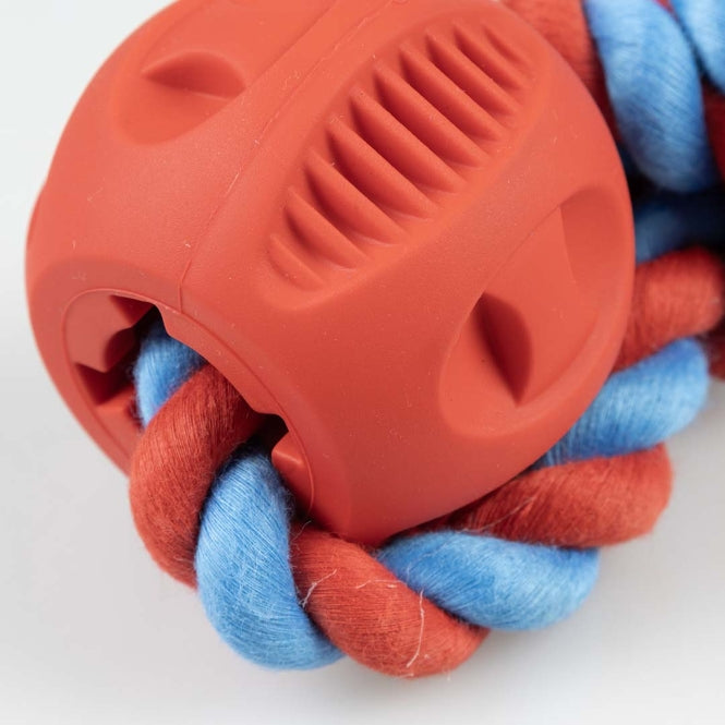 Duvoplus Rubrob Haltertouw met 2 Ballen - rood
