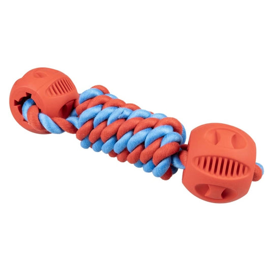 Duvoplus Rubrob Haltertouw met 2 Ballen - rood