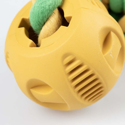 Duvoplus Rubrob Haltertouw met 2 Ballen - geel