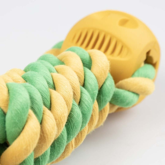 Duvoplus Rubrob Haltertouw met 2 Ballen - geel