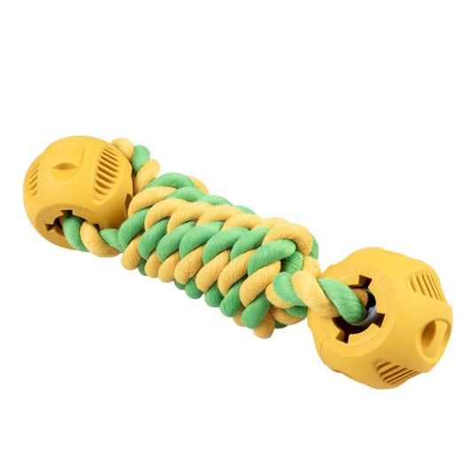 Duvoplus Rubrob Haltertouw met 2 Ballen - geel