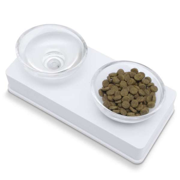 CATIT - Stijl glazen diner - Dubbele kom standaard - Wit