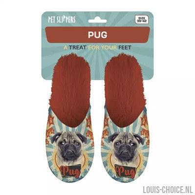 Merkloos Pantoffel Pug Mopshond Oranje-MERKLOOS-Louis Choice
