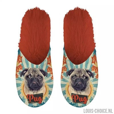 Merkloos Pantoffel Pug Mopshond Oranje-MERKLOOS-Louis Choice