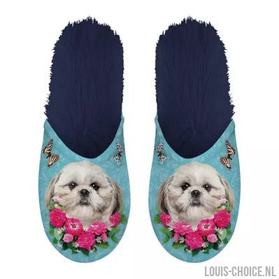 Merkloos Pantoffel Shih Tzu Lichtblauw / Donkerblauw-MERKLOOS-Louis Choice