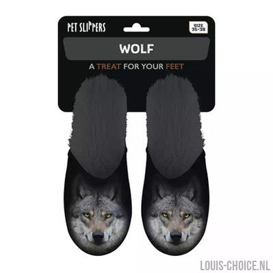 Merkloos Pantoffel Wolf Zwart-MERKLOOS-Louis Choice